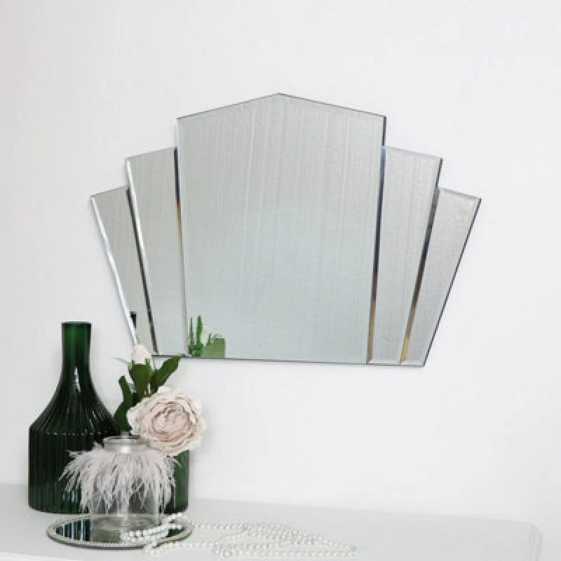 Image of Melody Maison Art Deco Fan Frameless Wall Mirror 40cm X 60cm Clear