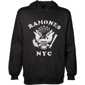 Image of Ramones - Retro Eagle New York City Unisex Medium Pullover Hoodie - Black