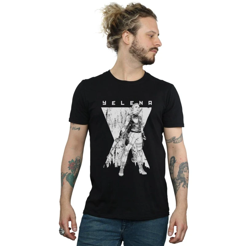 Image of Marvel Marvel Men Black Widow Movie Yelena Romanoff Mono T-Shirt Size: Small Black S Male 5059400786972