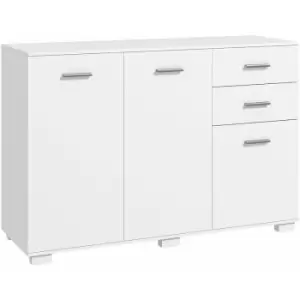 Image of Modern Sideboard Kitchen Storage Cabinet with 2 Drawers and Shelves - White - Homcom