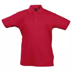 Image of SOLS Kids Unisex Summer II Pique Polo Shirt (10yrs) (Red)