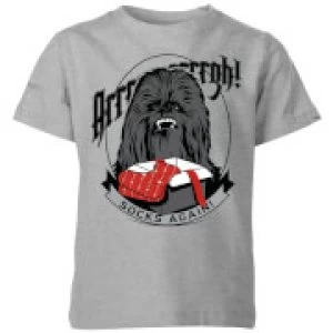 Image of Star Wars Chewbacca Arrrrgh Socks Again Kids Christmas T-Shirt - Grey - 7-8 Years