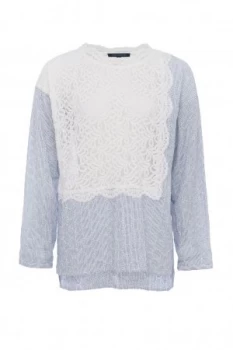 Image of French Connection Oni Lace Mix Shirt Blue
