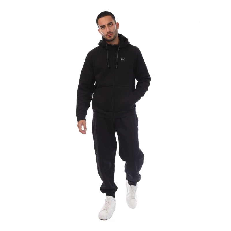 Image of EA7 Box Logo Zip Hooded Tracksuit Black male S