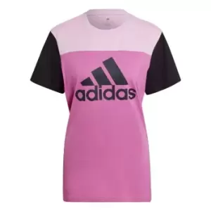 Image of adidas Essentials Colorblock Logo T-Shirt Womens - Semi Pulse Lilac / Black / Bli