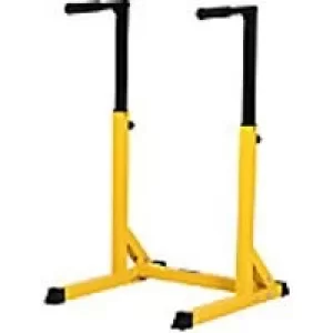Image of HOMCOM Dip Station, Steel Pipe PVC, 66Wx75Dx83-119H cm-Yellow/ Black