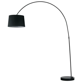 Image of Fan Europe Lighting - Fan Europe DREAM Arc Floor Lamp Black, Fabric Lampshade, Marble Base 1522x205x35cm