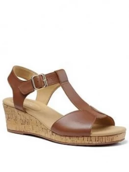 Image of Hotter Martinique Wedge Heeled T-Bar Sandals - Tan
