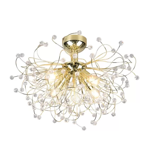 Image of Gloria Modern 4 Light Semi Flush Ceiling Light Brass polished