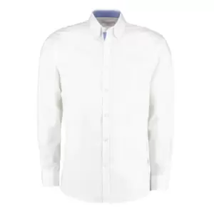 Image of Kustom Kit Mens Contrast Premium Oxford Shirt (S) (White/Mid Blue)