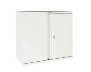 Image of SC Series SC0891WK 2 Door 1 Shelf Stationery Cupboard in White with Key Lock
