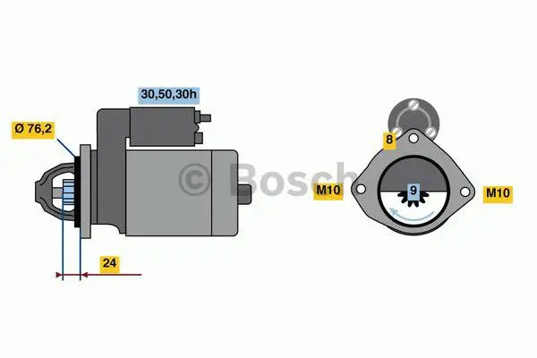 Image of Bosch Starter motor Starter Output: 2kW 0 986 022 880 Starter,Engine starter BMW,3 Limousine (E46),5 Limousine (E60),5 Touring (E61),3 Touring (E46)