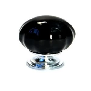 Image of BQ Black Polished Chrome effect Knob Furniture knob D30 mm Pack of 1