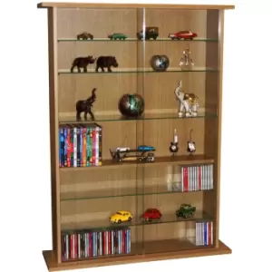 Image of Watsons - boston - Glass Collectable Display Cabinet / 600 cd / 255 dvd Storage Shelves - Oak - Oak