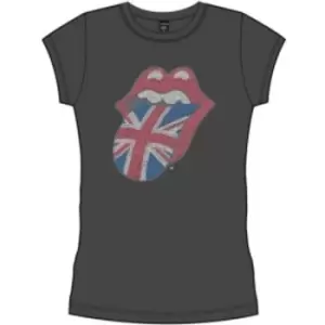 Image of Rolling Stones Classic Tongue Black Ladies T Shirt: XL