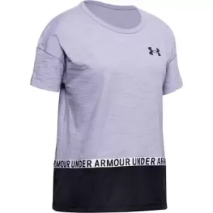 Image of Under Armour Charge Cotton Taped T Shirt Junior Girls - Purple