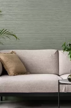 Image of Boutique Chunky Weave Sage Textured Wallpaper