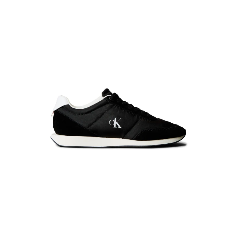 Image of Calvin Klein Mens Retro Runner Ess Mix Mat Black/Bright White in Black Size: 10 Black Male 10