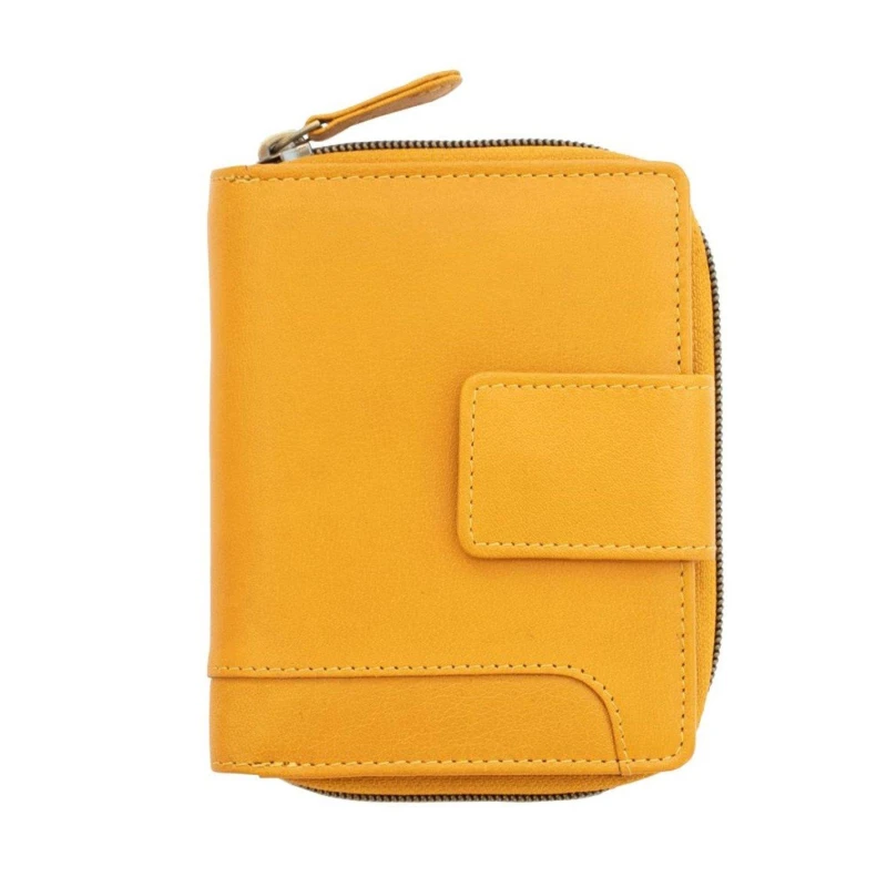 Image of PRIMEHIDE 'Velura' Leather Medium Zip Around Trifold Purse Mustard