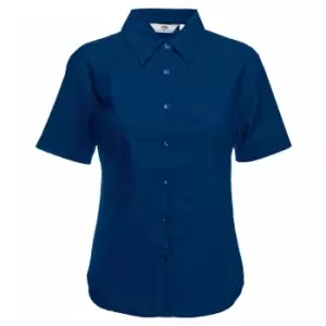 Image of Fruit Of The Loom Ladies Lady-Fit Short Sleeve Oxford Shirt (S) (Navy)