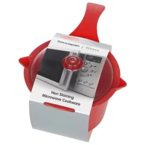Image of Easycook Microwave Red Large Sauce Pan & Lid 0.9L