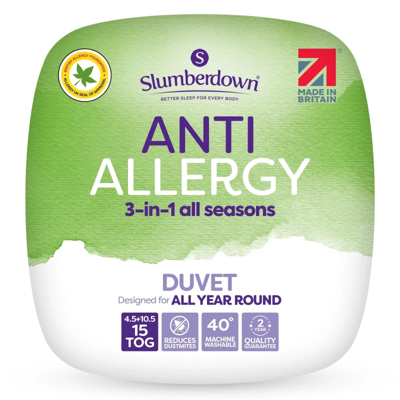 Image of Slumberdown Anti Allergy All Seasons Combi 15 Tog (4.5+10.5 tog) Duvet White