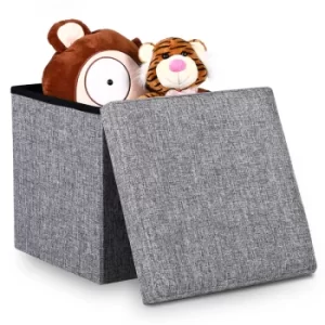 Image of Foldable Storage Box with Lid Light Grey 15x15x15in