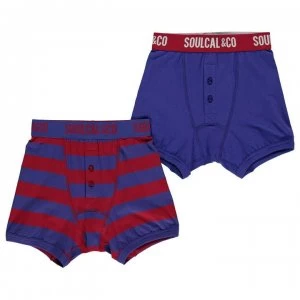 Image of SoulCal Boxers Pack of 2 Junior Boys - Blue/Stripe