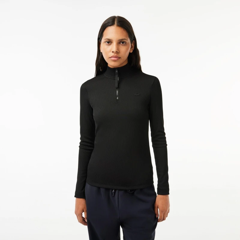 Image of Lacoste Womens Long-Sleeve Polo Shirt Black female 6 (34)