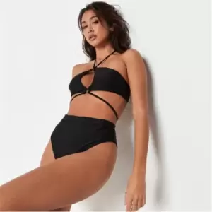Image of Missguided Tall High Waisted High Leg Bikini Bottoms - Black
