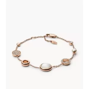 Image of Fossil Womens Val Rose Gold-Tone Steel Glitz Bracelet - Rose Gold