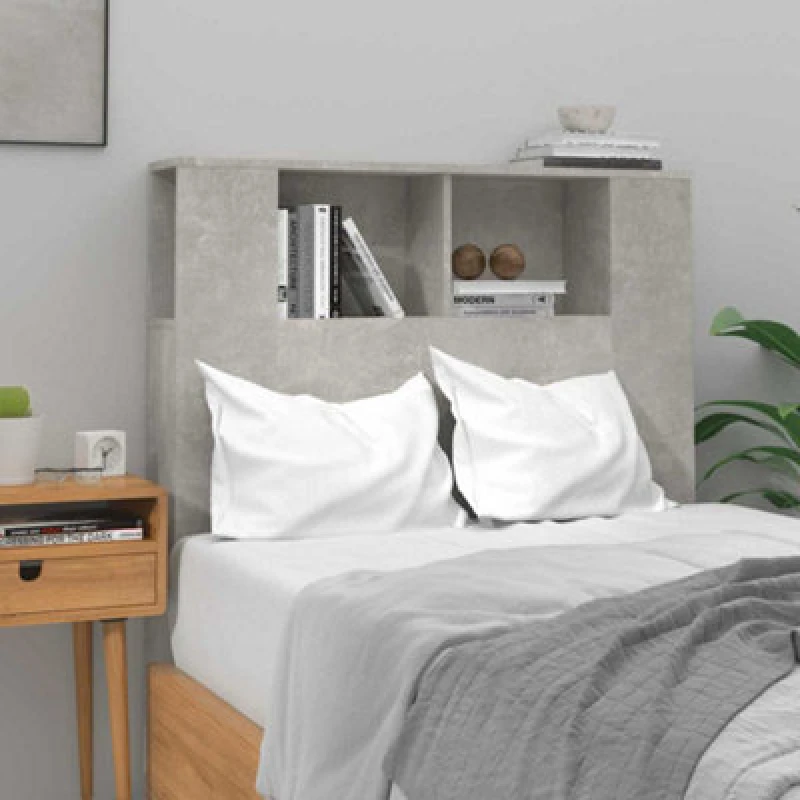Image of Vidaxl Headboard Cabinet Concrete Grey 100X18.5X104.5 Cm, Grey 811911