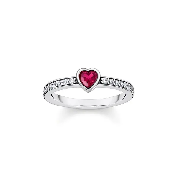 Image of Thomas Sabo Sterling Silver Sterling Silver Red Zirconia Heart Shaped