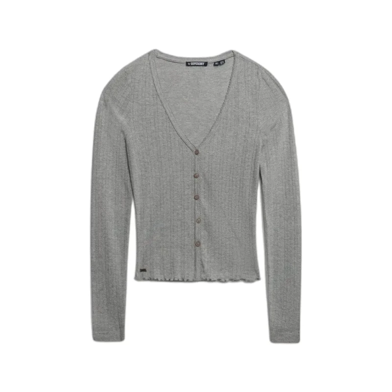 Image of Superdry Womens pointelle cardigan Superdry Athletic Essentials Gris Female M