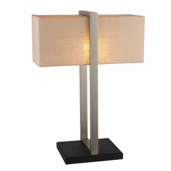 Image of Livigno Table Lamp Satin Nickel Plate & Natural Linen
