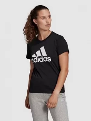 Image of adidas Essentials Big Logo Tee, Black/White Size M Women