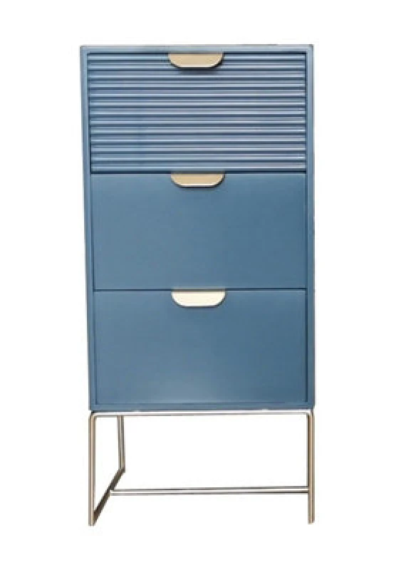 Image of MSL 64cm Blue Wooden 3 Drawer Bedside Table 9160