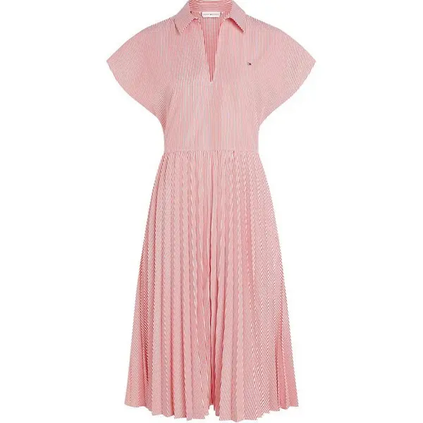 Image of Tommy Hilfiger Tommy Ithaka Plt Drs Ld43 Shirt Dresses 8 (XS) Red 68716308310