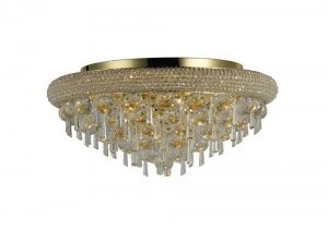 Image of Flush Ceiling 7 Light French Gold, Crystal