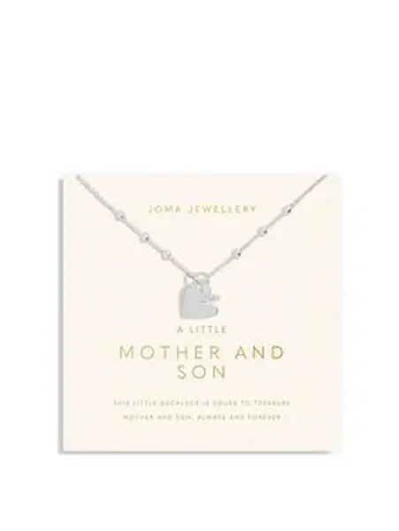 Image of Mother's Day A Little Mother Son Silver Plated 46cm + 5cm Necklace 6927