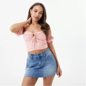 Image of Jack Wills Off Shoulder Crop Top - Pink