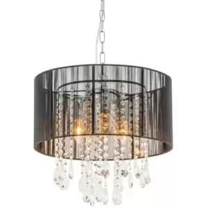 Image of Italux Essence - Hanging Pendant Black 3 Light with Material Shade, E14