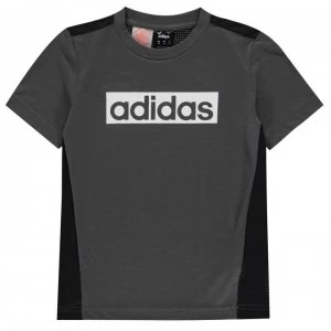 Image of adidas Climalite Box Logo T Shirt Junior Boys - DkGrey/Wht/Blk