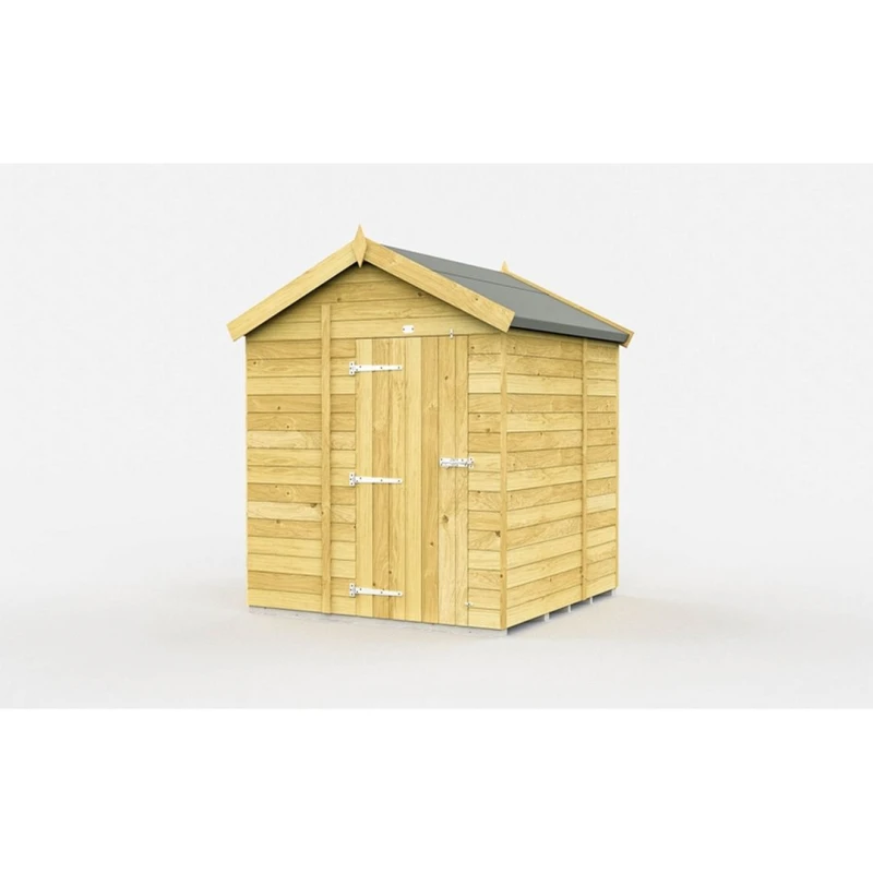 Image of Buttercup Farm 6 x 6 Feet Apex Shed - Single Door W/O Windows - L187 x W175 x H217cm in Brown Brown Unisex