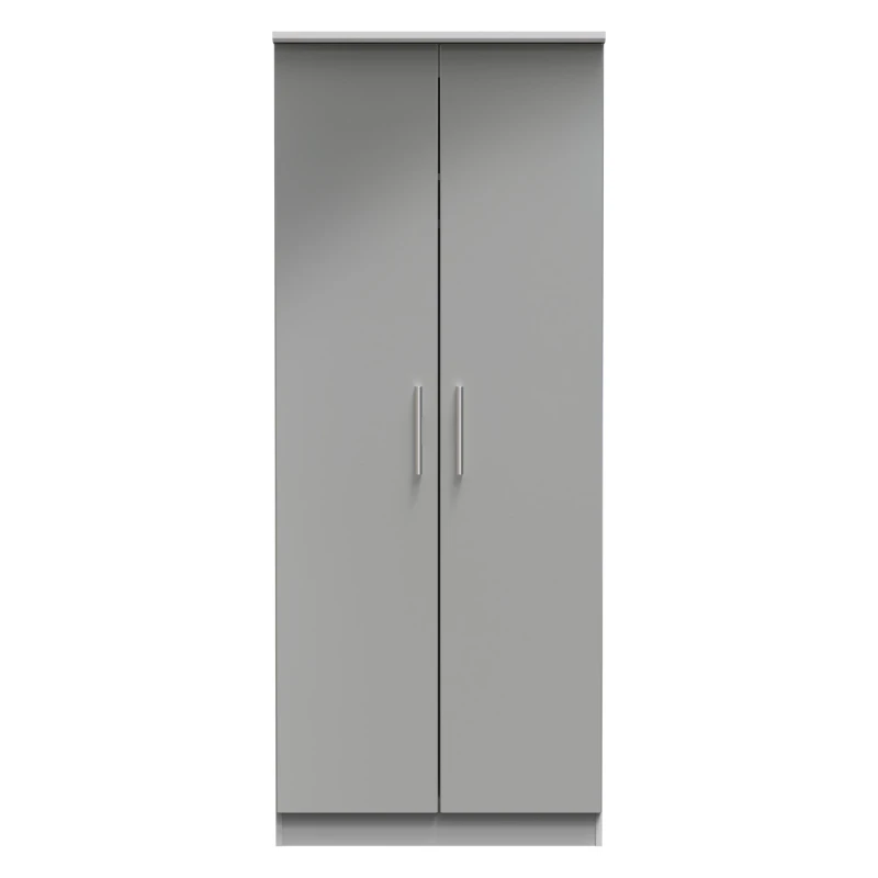 Image of Harrow 2 Door Wardrobe In Grey Gloss (Ready Assembled)