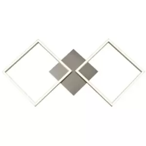 Image of Searchlight ART - 2 Light Square LED Wall, Flush Fitting - Satin Silver