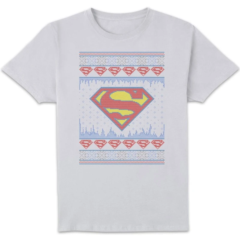Image of DC Supergirl Knit Mens Christmas T-Shirt - White - M