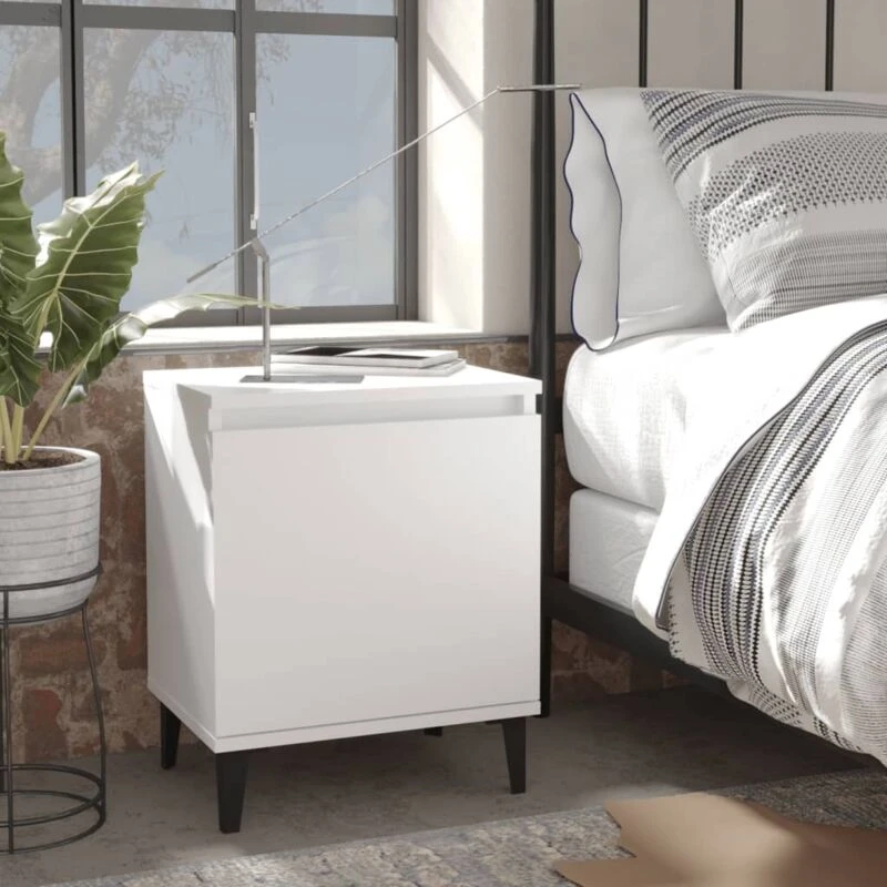 Image of VIDAXL Bed Cabinet with Metal Legs White 40x30x50cm Vidaxl 8720286356425