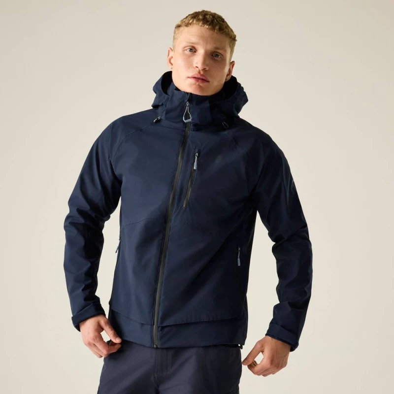Image of Dare 2b Mens Switch Out III Hooded Walking Waterproof Jacket in Mid Navy Size: Medium Mid Navy Male M
