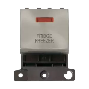 Image of Click Scolmore MiniGrid 20A Double-Pole Ingot & Neon Fridge Freezer Switch Satin Chrome - MD023SC-FF